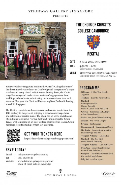 The Choir of Christ's College Cambridge Concert at Steinway Gallery Singapore